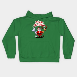 Magic Christmas: Santa, reindeer and a unicorn Kids Hoodie